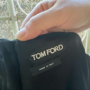 TOM FORD black backless midi long sleeve dress